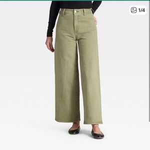NWT- Wide-Leg Olive Green Pants